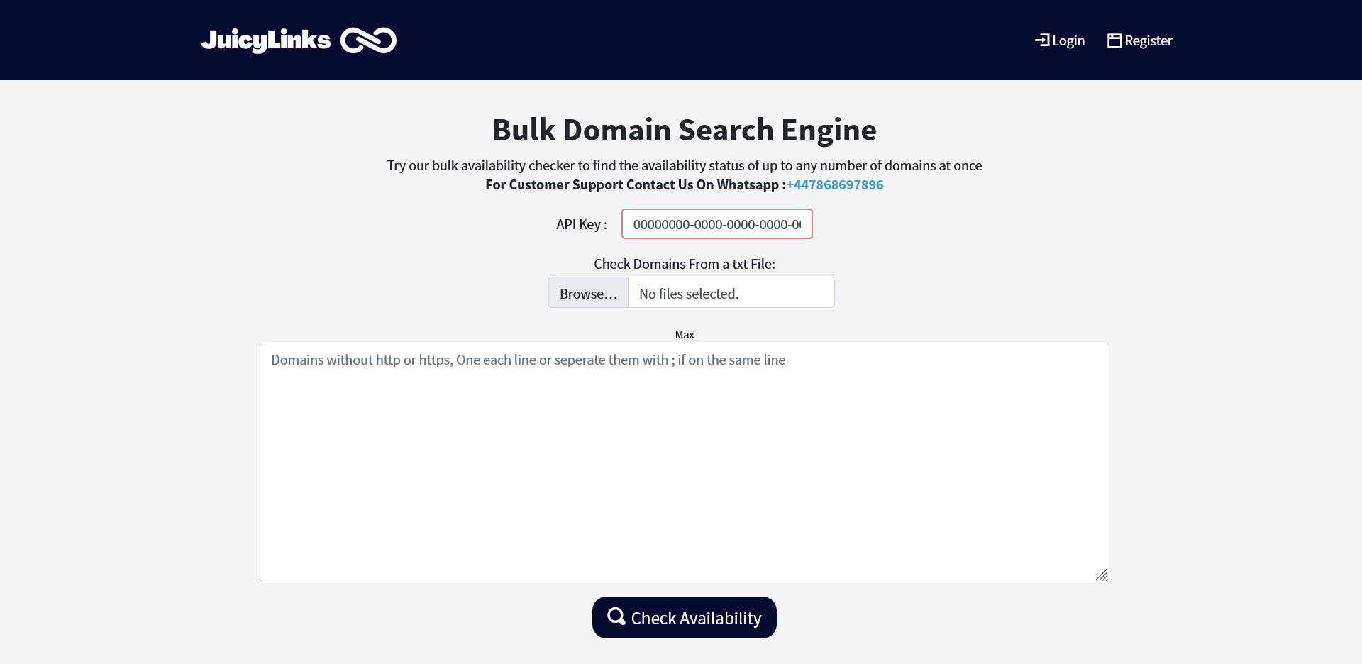 Bulk Domain Search Engine